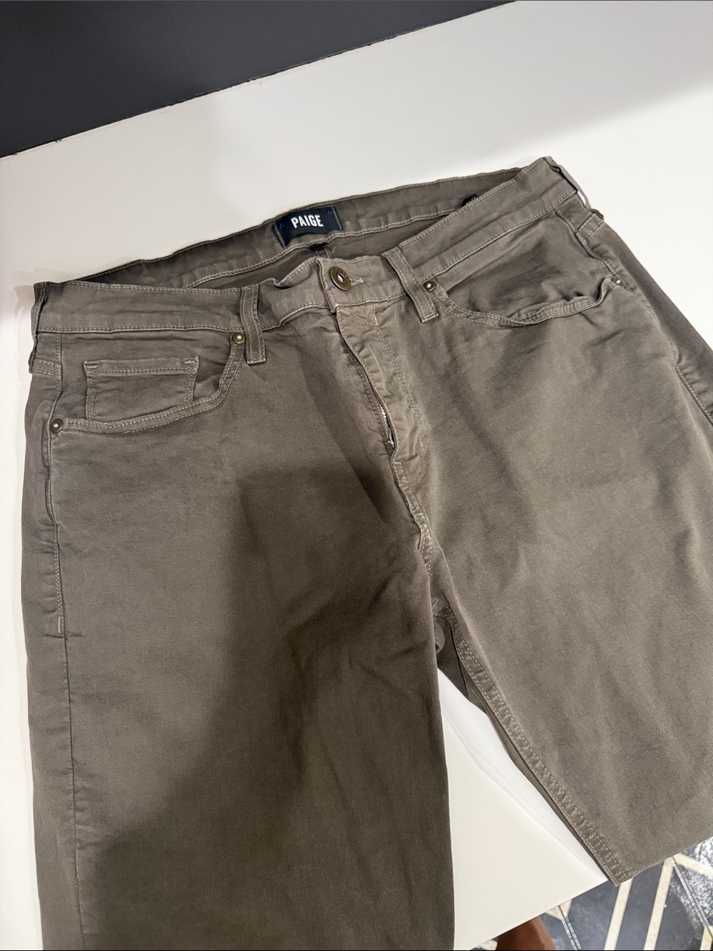 PAIGE Men’s Olive Straight-Leg Jeans